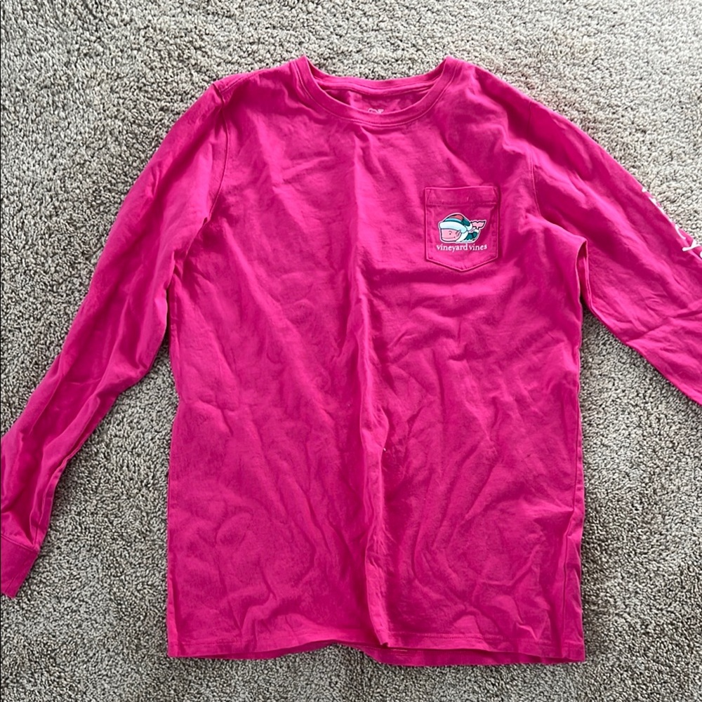 Vineyard Vines Christmas Pink Long Sleeve Tee